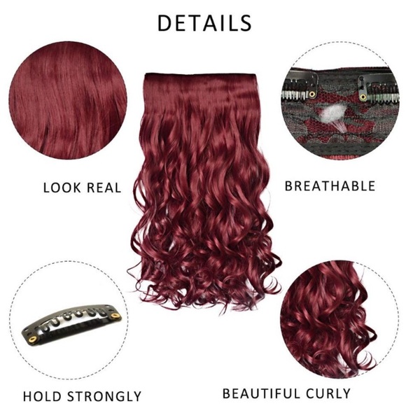 ✨ 20” WINE RED 3/4 full head clip ins  NWT* NWT*✨ main image 5